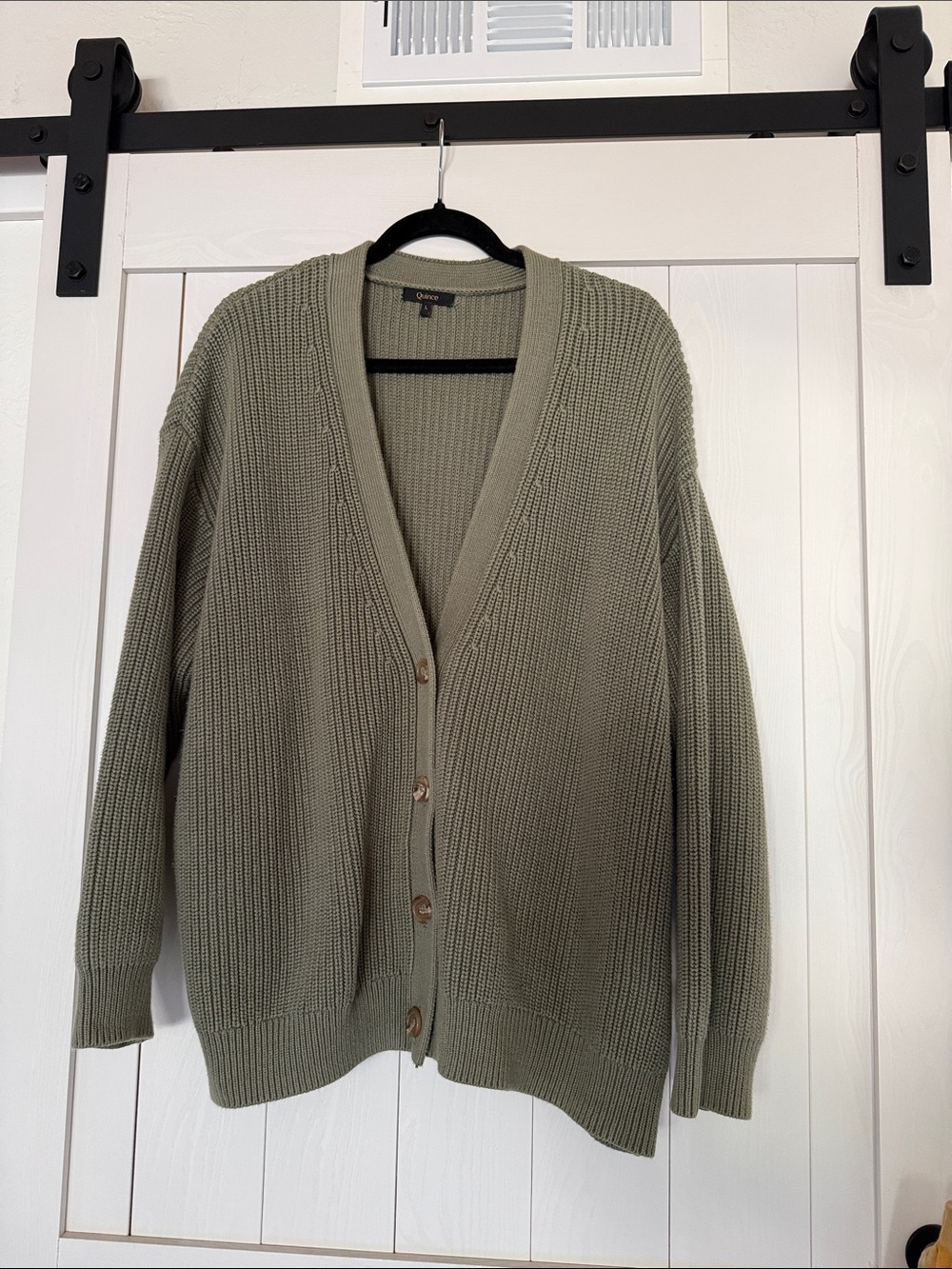 100% Organic Cotton Oversized- Boyfriend Cardigan Quince Agave